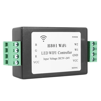 5X H801 RGBW LED WIFI בקר בקר RGB LED DC5-24V קלט עבור 5050 2835 3528 SMD LED רצועת אור הקלטת סרט