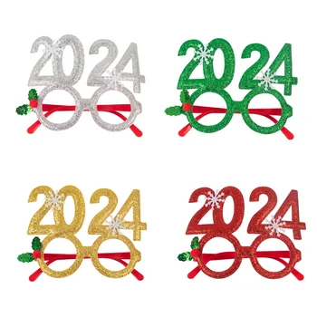 חג המולד 2024 השנה החדשה מסגרת משקפיים קישוטי חג המולד תמונות, אביזרים למבוגרים, ילדים חג המולד תפאורה מתנות 2023 שנה חדשה נואל Navidad