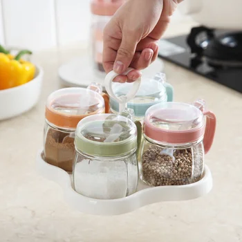 מטבח עמיד Dustproof צנצנת זכוכית תיבול עיצוב חמוד תבלין מלח סוכר מיכל ניעור כלי