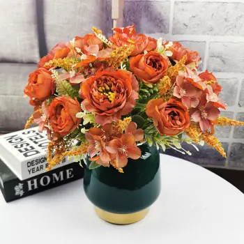 מלאכותי אדמונית הידראנגאה פרחים מלאכותיים הביתה חתונה קישוט הגן זמן סניף זר DIY כלה משי מלאכותי flowe