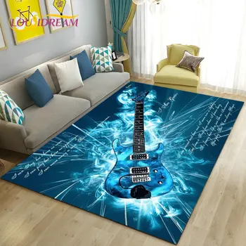 קלאסית, גיטרה חשמלית מוסיקה שטיח גדול,שטיח, שטיחים עבור הסלון חדר השינה ספה שטיח קישוט, החלקה הרצפה שטיח 3D