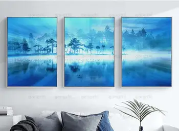 אמנות מודרנית בד להדפיס ציור כחול הים נוף יער חלום הסלון, חדר השינה בר קפה באווירה לפתח קיר בעיצוב Hd פוסטר