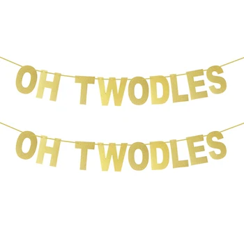 זהב או Twodles מכתב נייר כרזות באנטינג גרלנד בנים בנות 2 שנים יום הולדת קישוטים למסיבת ילדים תינוק מקלחת אספקה