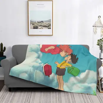 פוניו על הצוק שמיכת פלנל אנימציה קריקטורה חמודה מיאזאקי הייאו אולטרה-רך לזרוק שמיכה המכונית הספה הספה למיטה השטיח
