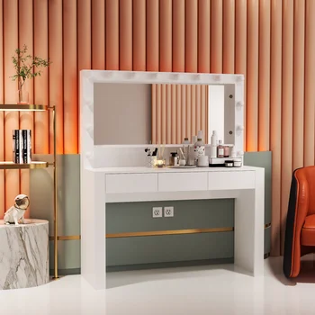 BOUSSAC סקיילר מודרני צבוע יהירות שולחן, תאורה עבור חדר השינה, השידה בחדר השינה,שידת איפור עם מראה, איפור השולחן