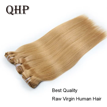 QHP קליפ אנושי טבעי הארכת שיער גלם בתול ישר ברזיל עבה, שיער ארוך סוף מלאה הראש שיער קליפים 14-24 אינץ 7pcs/סט