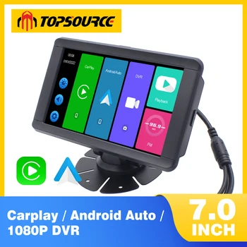 TOPSOURCE 7Inch 5G גלובלית רשת קווי חיבור Carplay & Android Auto המחוונים מצלמת רכב לנהיגה מקליט Dash Cam
