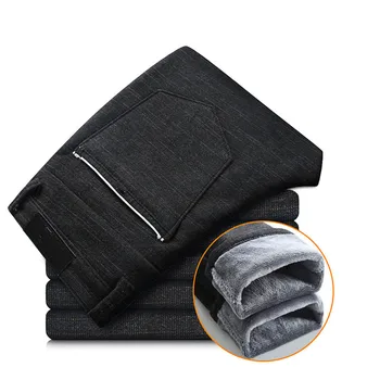 Mens מכנסיים מתיחה עם חם מכנסי פליז פלנל מרופד שחור כחול אפור סיסי מכנסיים מזדמנים מכנסיים בחורף