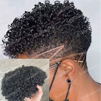 15MM מחוץ אפרו שחור מתולתל עמיד עור דק גבר אפרו-אמריקאי הפאה גברים פאות 100% שיער אדם חתיכות יחידת מערכת תותב