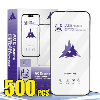 500pcs ESD זכוכית מחוסמת 360 אייס קיפול סרט מגן מסך כיסוי עבור iPhone 14 Pro מקס 13 Mini 12 11 XS XR-X 8 7 6 פלוס SE