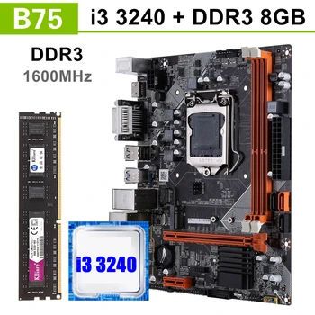 Kllisre B75 ערכת לוח האם להגדיר עם Core i3 3240 8GB 1600MHz DDR3 זיכרון העבודה NVME M. 2 USB3.0 SATA3