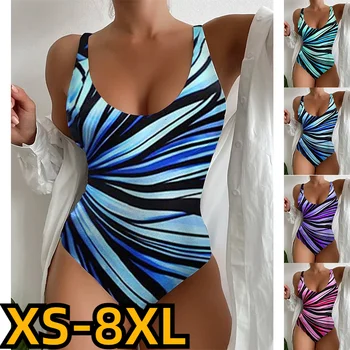 2023 קיץ נשים חתיכה אחת סקסית הדפסה אמבטיה החליפה עיצוב חדש מודפס אופנה בגדי ים מידות גדולות בגדי ים בחופשה Beachwear 8XL
