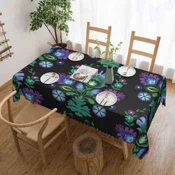 פולין דפוס פרחוני מפת שולחן מלבני Oilproof פולנית עממית פרחים אמנות בד השולחן כיסוי עבור צד
