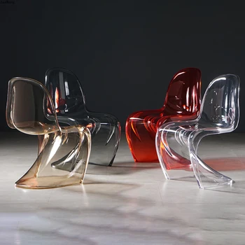 נורדי האוכל הכיסא יצירתי פלסטיק כסאות אוכל קריסטל צואה שקוף הכיסא ריהוט למטבח משענת פשוטה קפה.