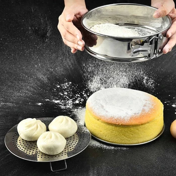 מקצועי עגול מסננת נירוסטה סוכר מסנן עוגה אפייה מסננת