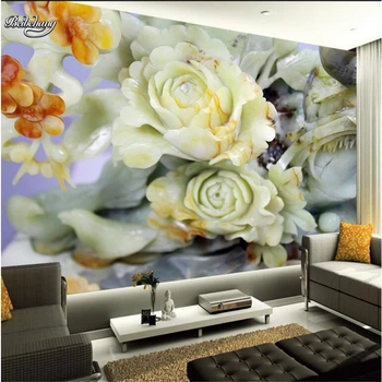 beibehang High - definition ג ' ייד גילוף פרחים אדמונית פרסקו רקע קיר מותאם אישית בקנה מידה גדול פרסקו הלא ארוגים הטפט