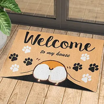 קריקטורה של כלב שטיחון חמוד כלבלב הדלת שטיח ללא החלקה, שטיחים חיצוני או פנימי מחצלות אמבטיה מטבח מול דלת קישוטים